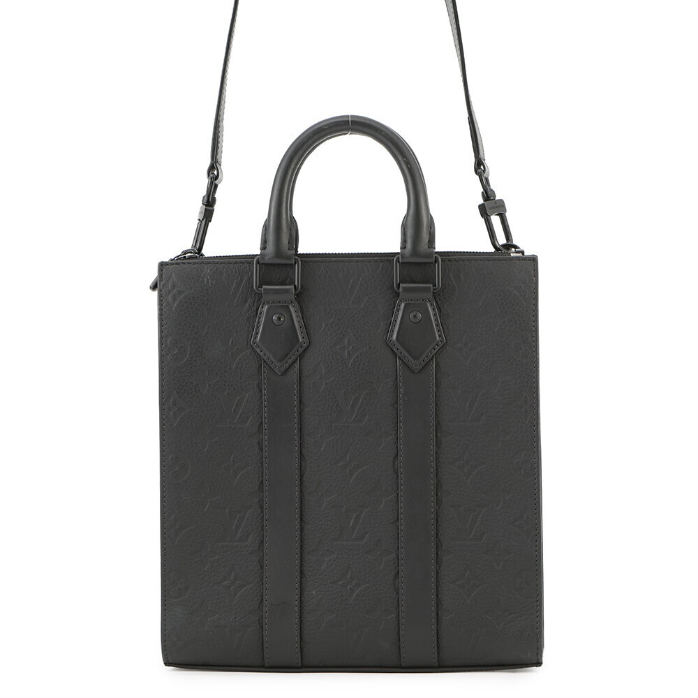 Louis Vuitton Monogram Taurillon Sac Plat Cross Shoulder Bag Black